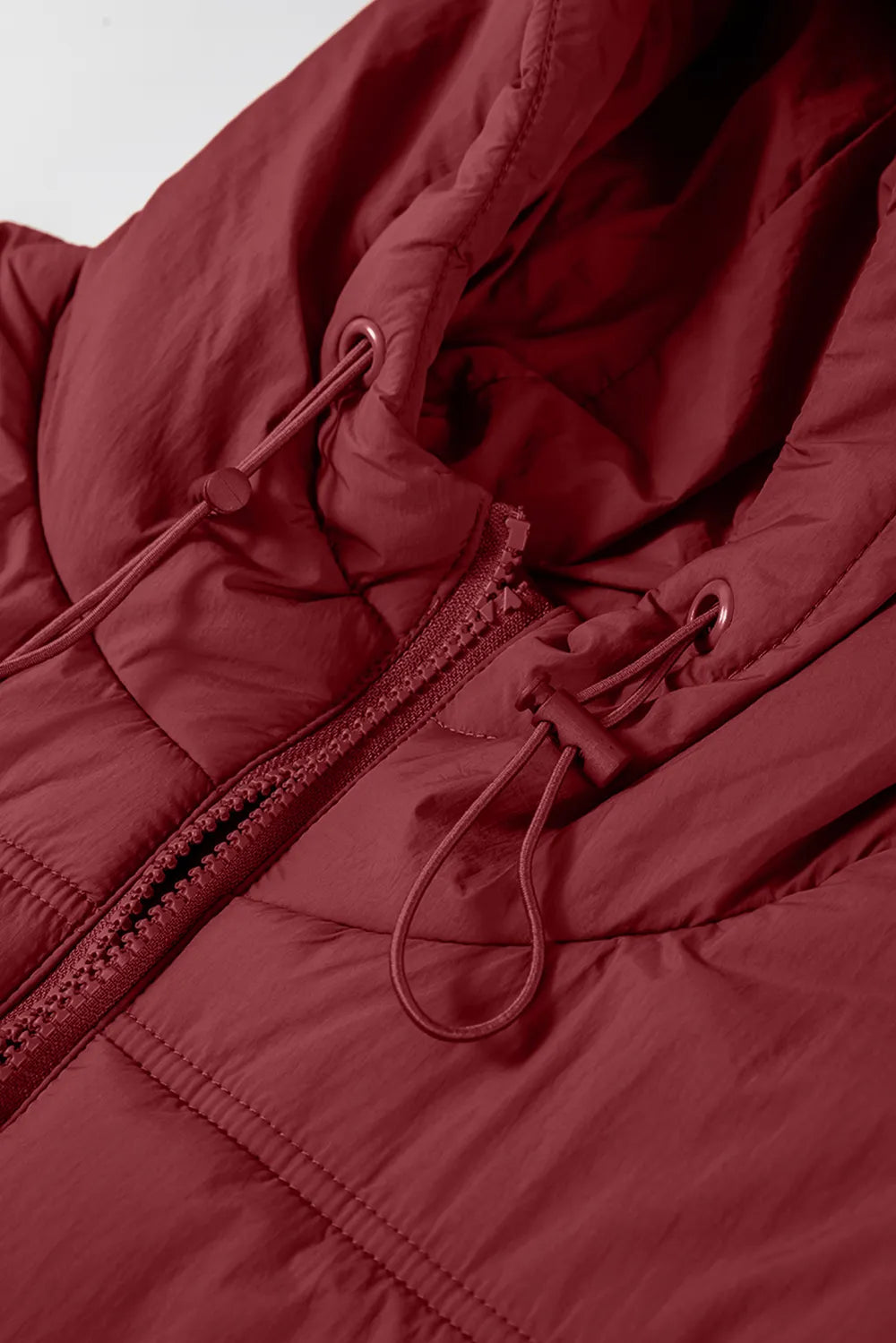 Drawstring Zip Up Hooded Vest Coat - Fashorio