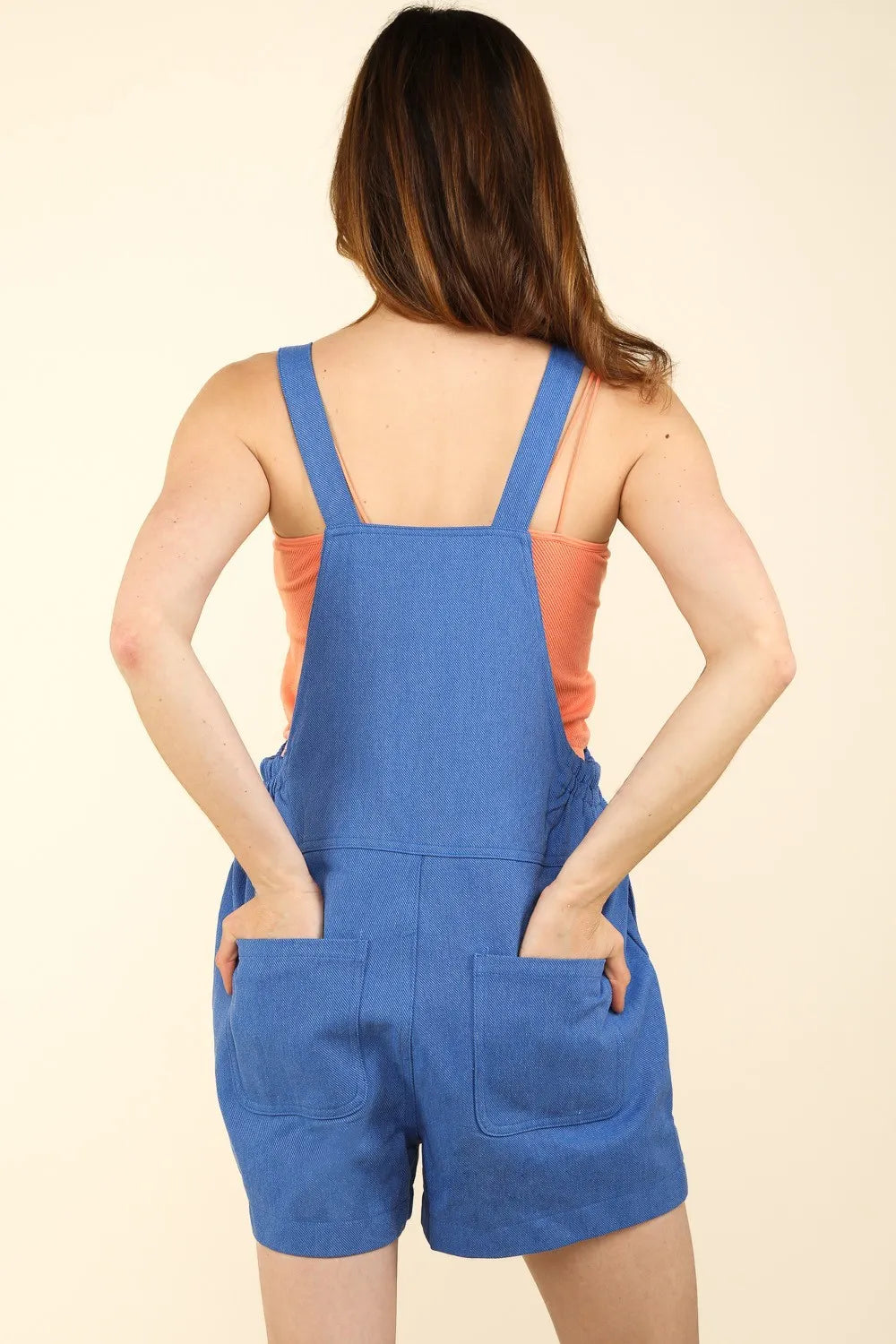 Adjustable Suspender Overalls with Pockets back view