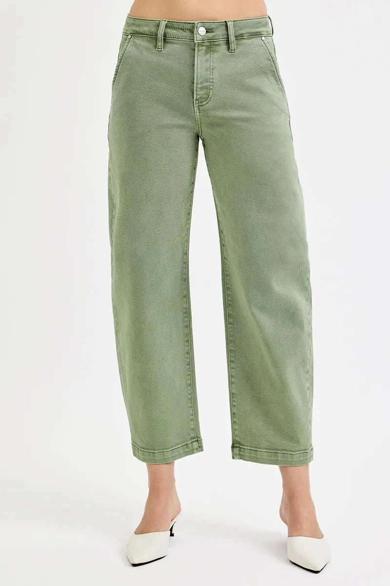 RISEN high rise barrel jeans back view