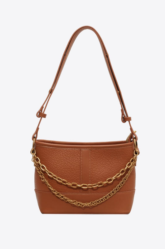 PU Leather Shoulder Bag Caramel One Size - Fashorio