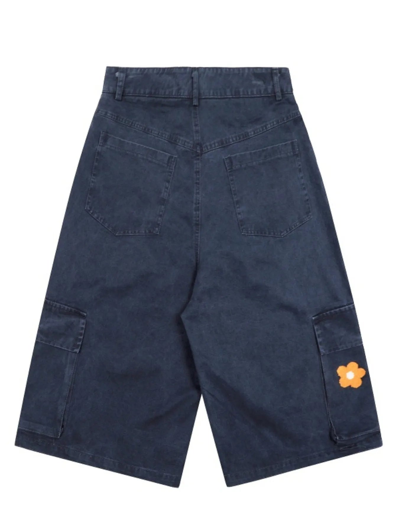 Men's Flower Embroidered Denim Cargo Shorts - Fashorio