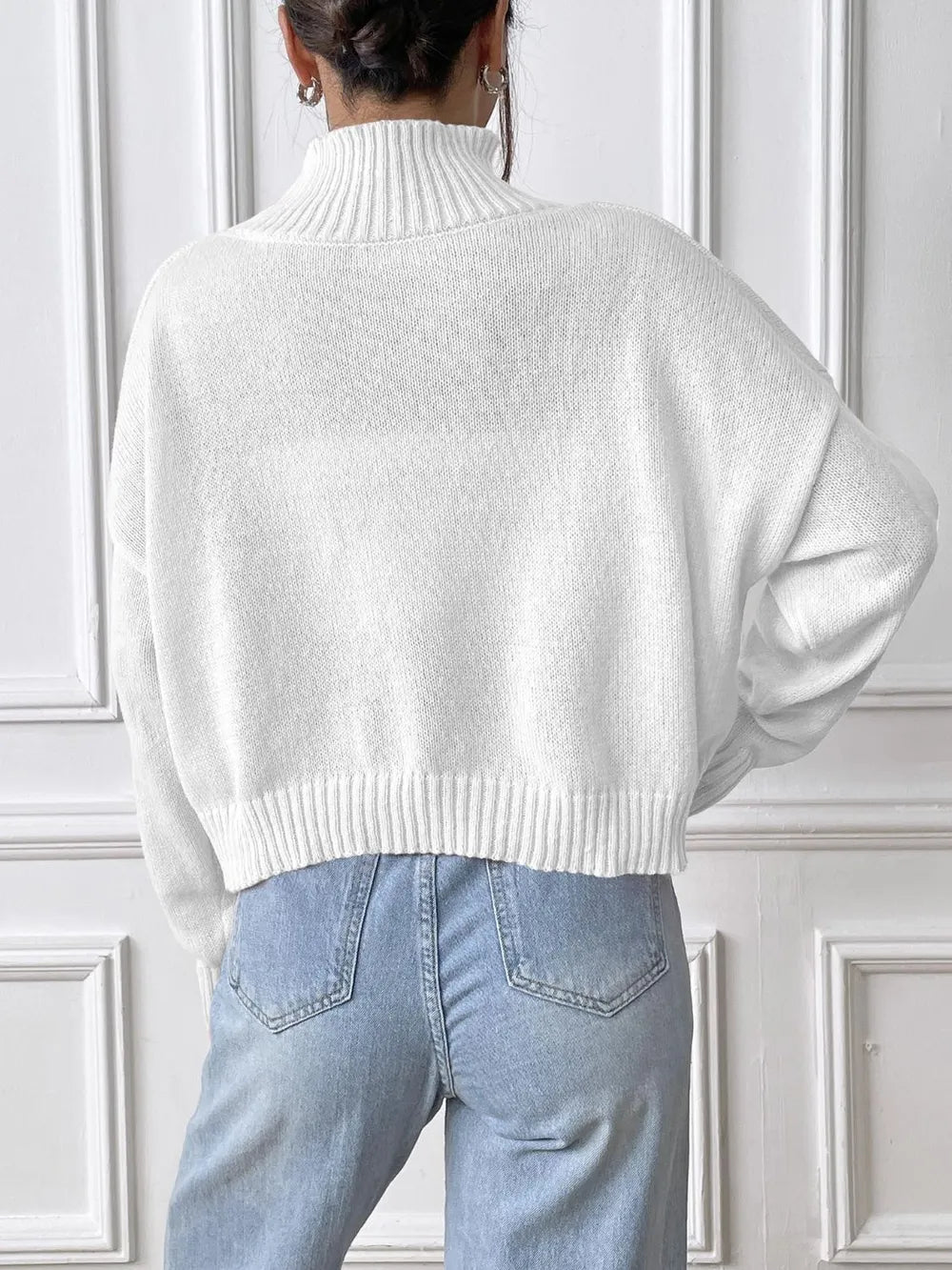 Turtleneck bow sweater layered outfit