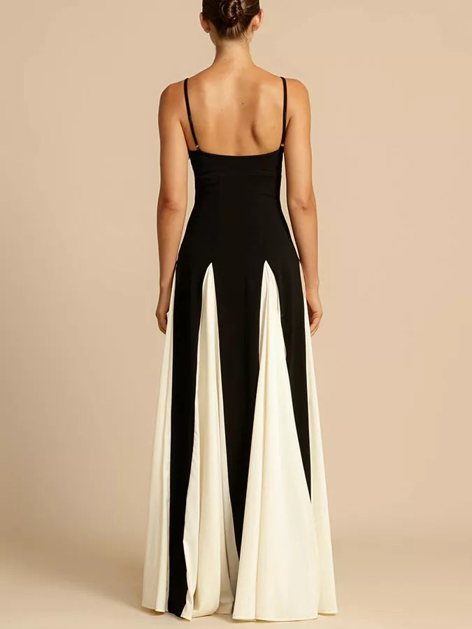 two tone flowing maxi dress styled look