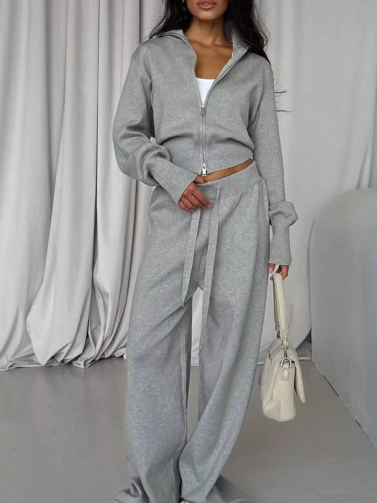 Coordinated zip up set outfit