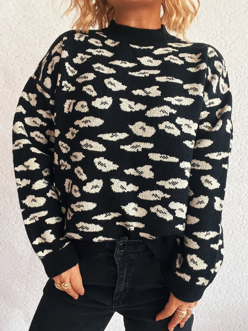 Oversized mock neck sweater front view
