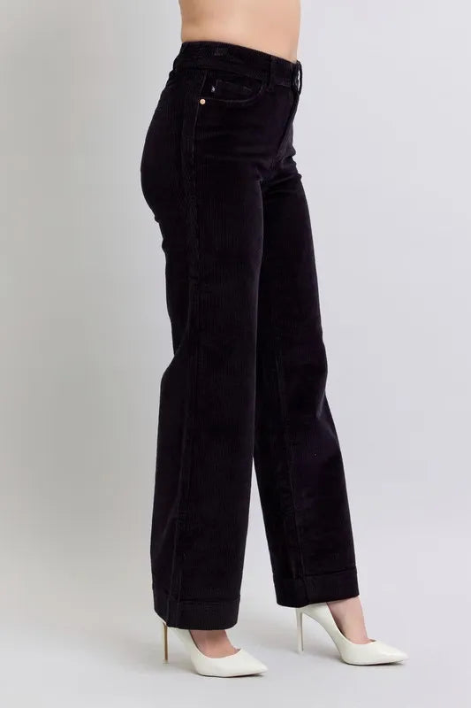 Judy Blue Full Size High Waist Corduroy Trouser Wide Plus Size - Fashorio