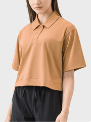 Millennia Half Button Short Sleeve Active T-Shirt Sherbet - Fashorio