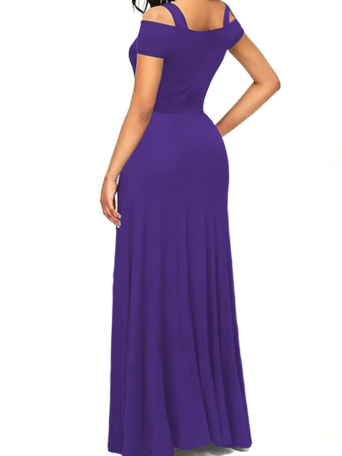 off shoulder slit maxi dress detail view 21