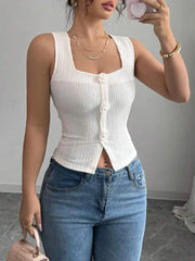 Flower Square Neck Tank - Fashorio