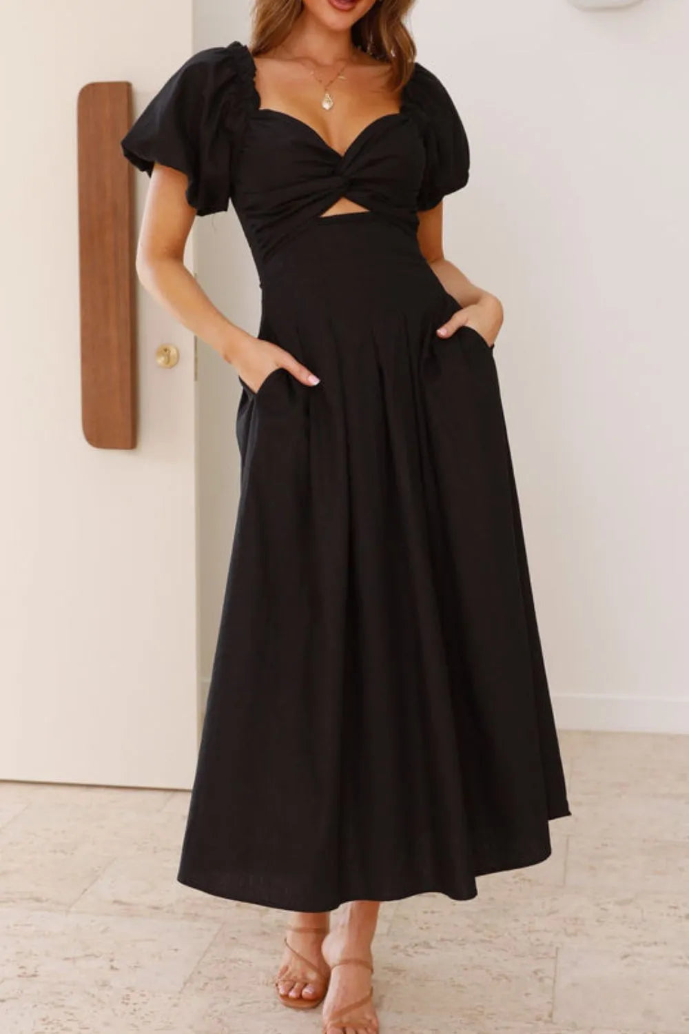 Sweetheart Neck Puff Sleeve Dress, view 18