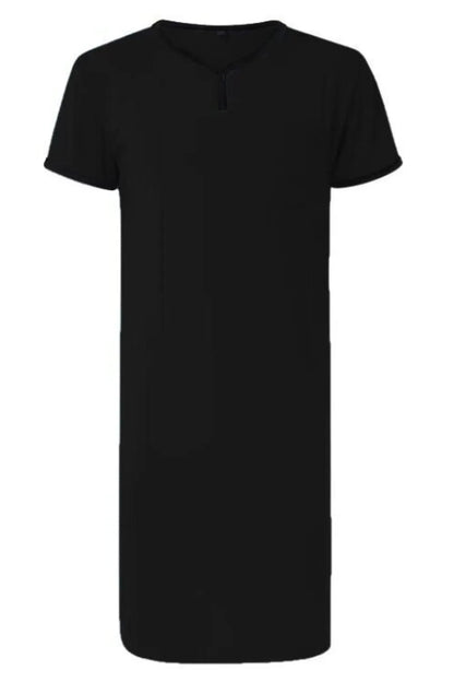 Men's Plus Size Contrast Trim Short Sleeve Lounge Tee Dress Black - Fashorio