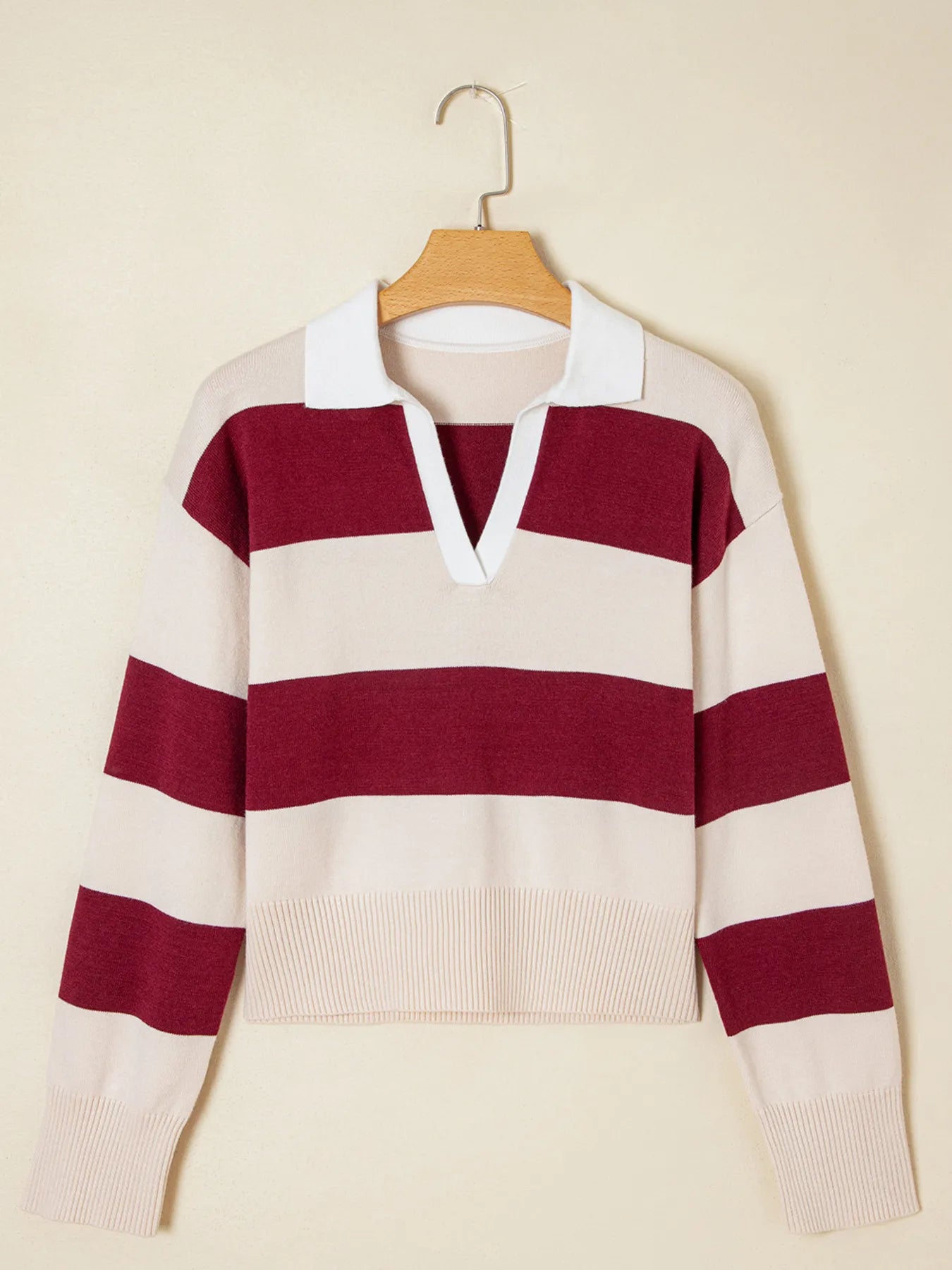 Color Block Long Sleeve Knit Top - Fashorio
