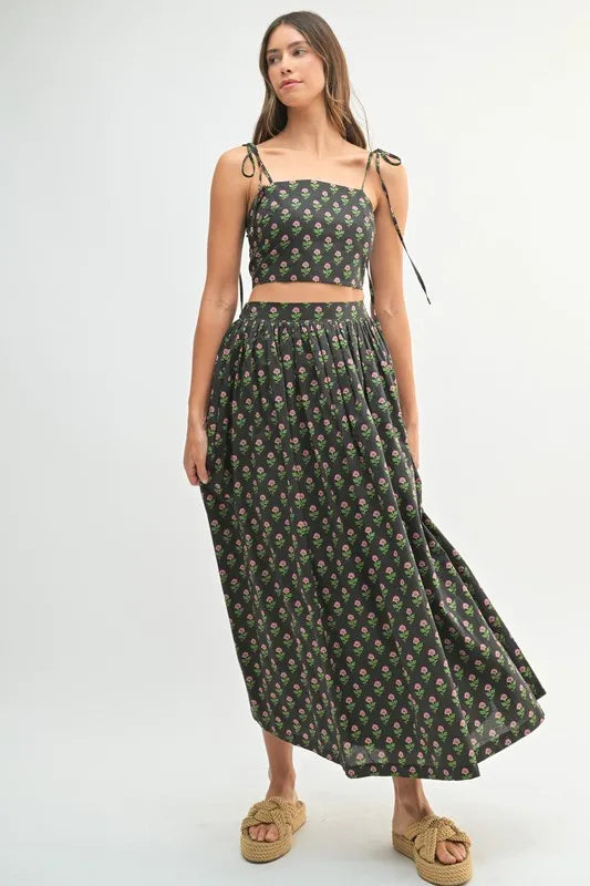 MABLE Floral Crop Top and Skirt Set - Fashorio