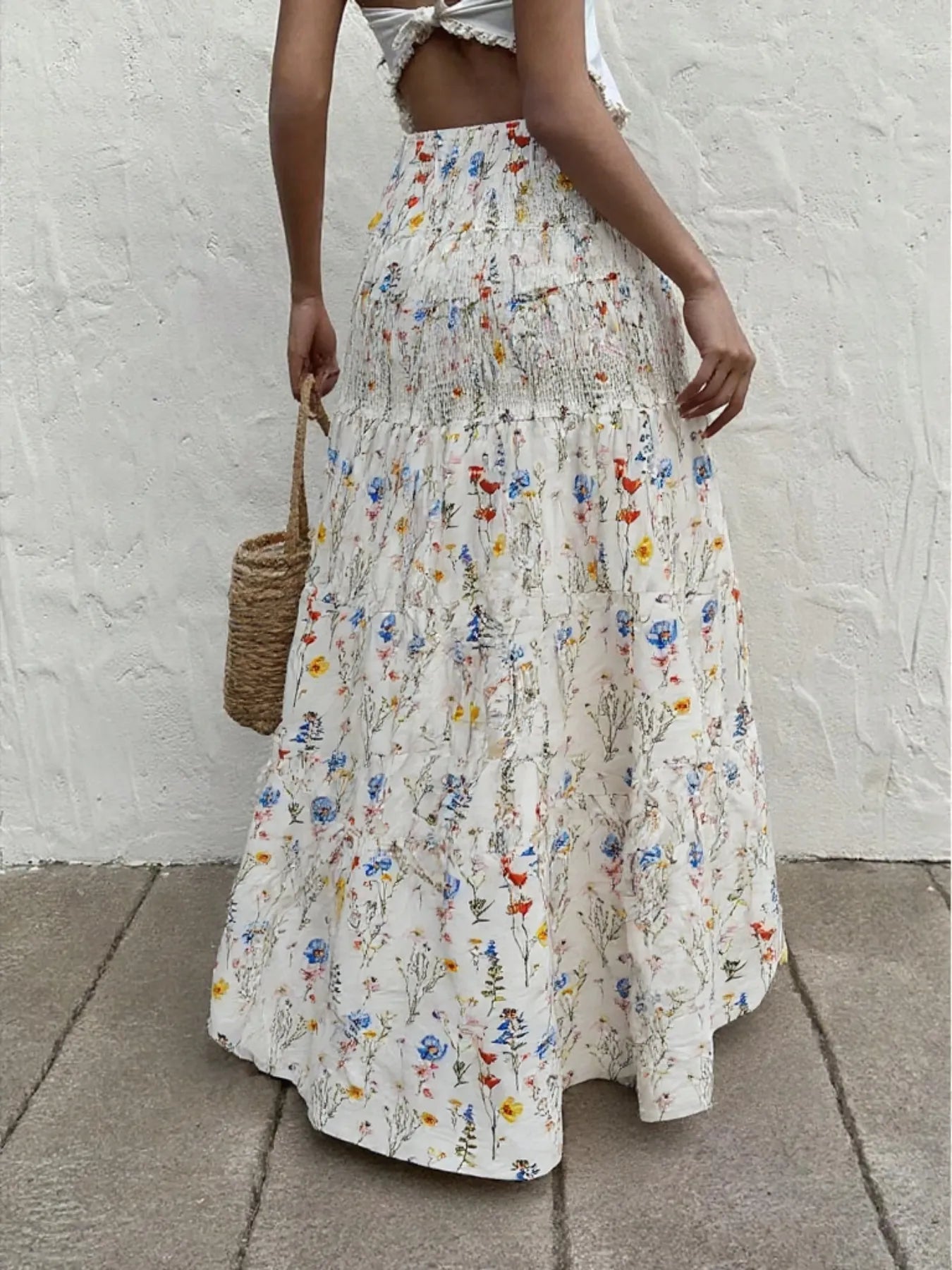 Floral Tiered Maxi Skirt - Fashorio