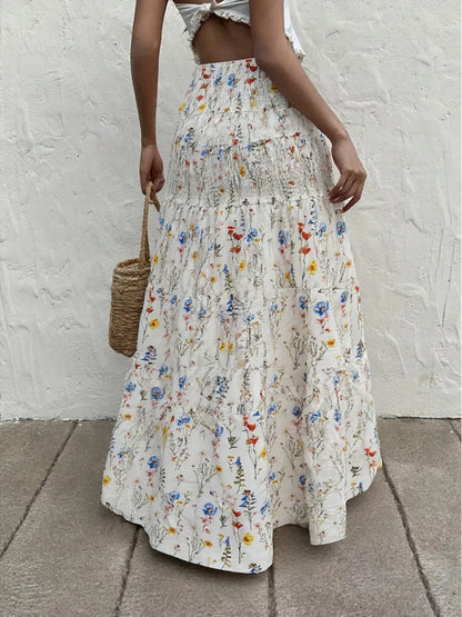 Floral Tiered Maxi Skirt - Fashorio