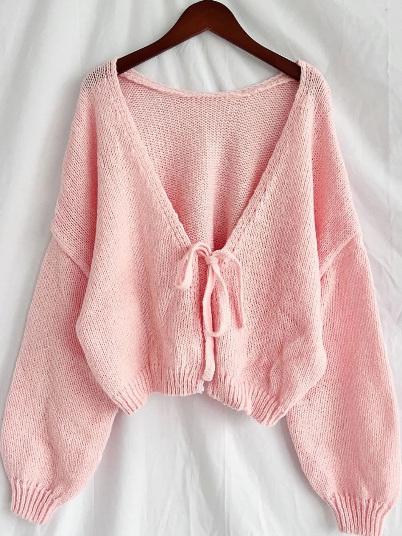 Tied Drop Shoulder Cardigan - Fashorio