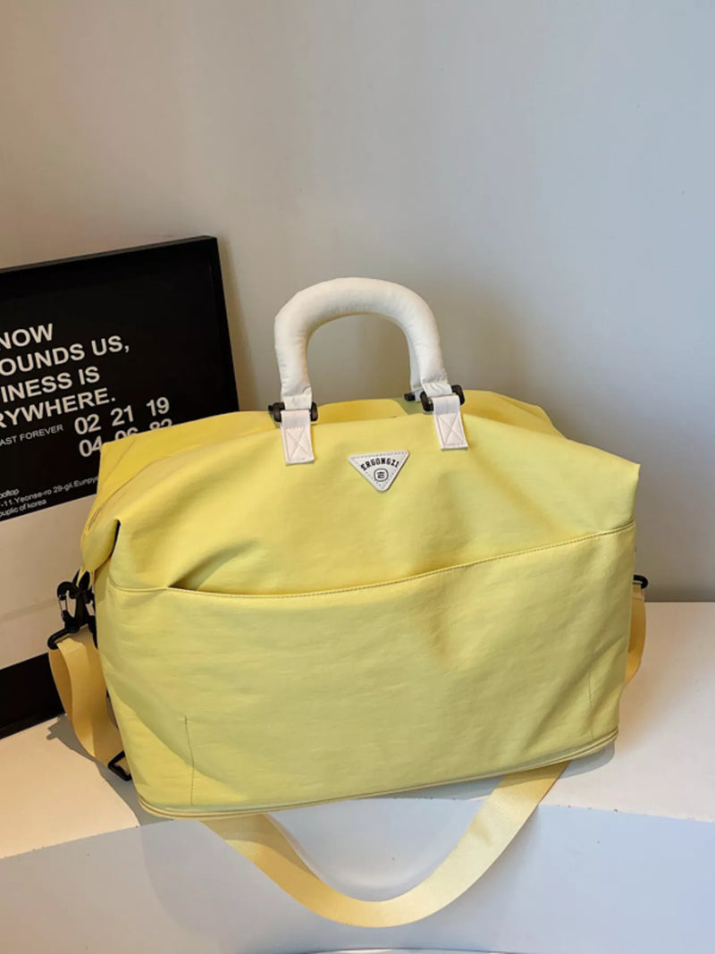 Yellow Oxford cloth travel duffel bag front view