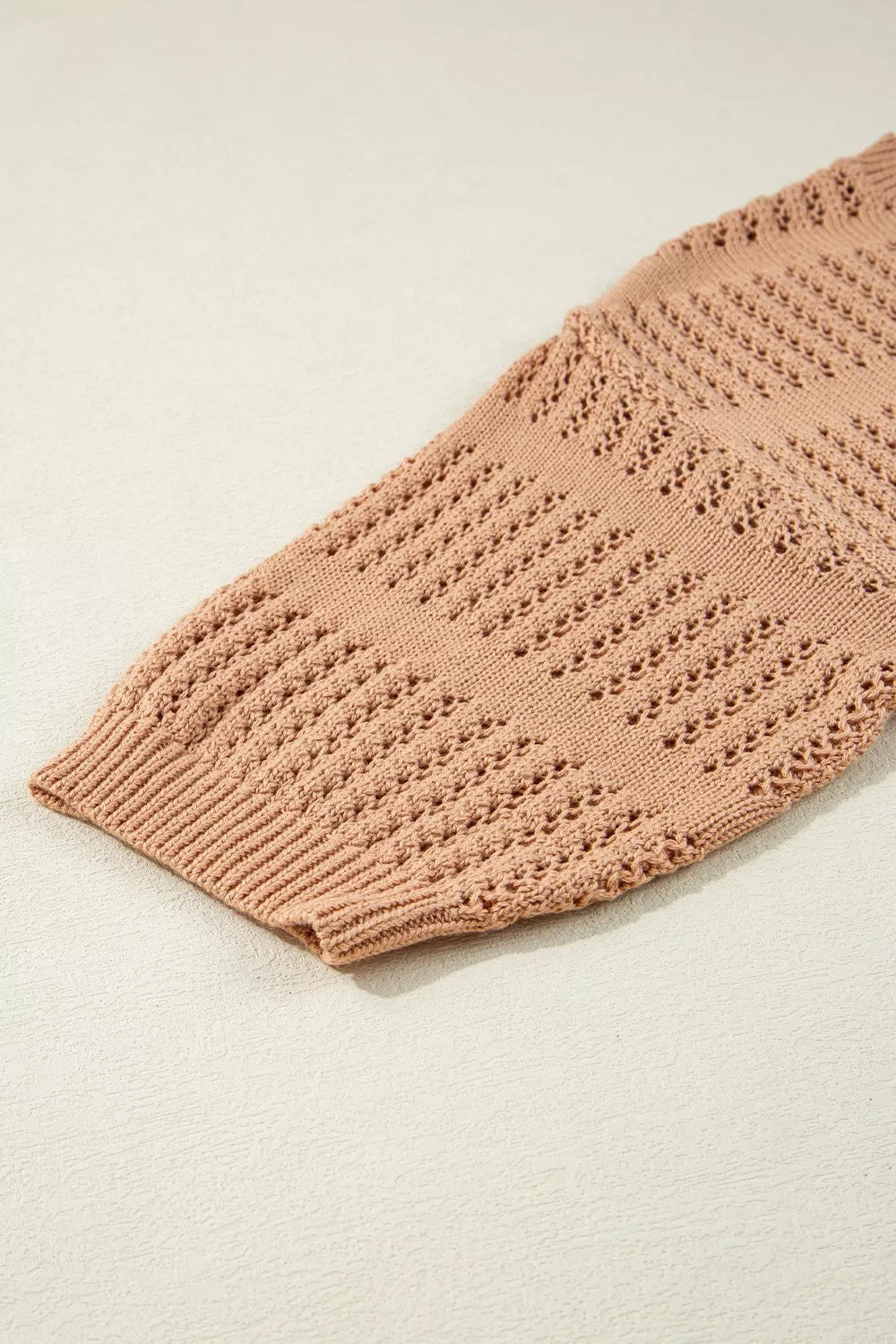 Openwork Round Neck Knit Top, view 8
