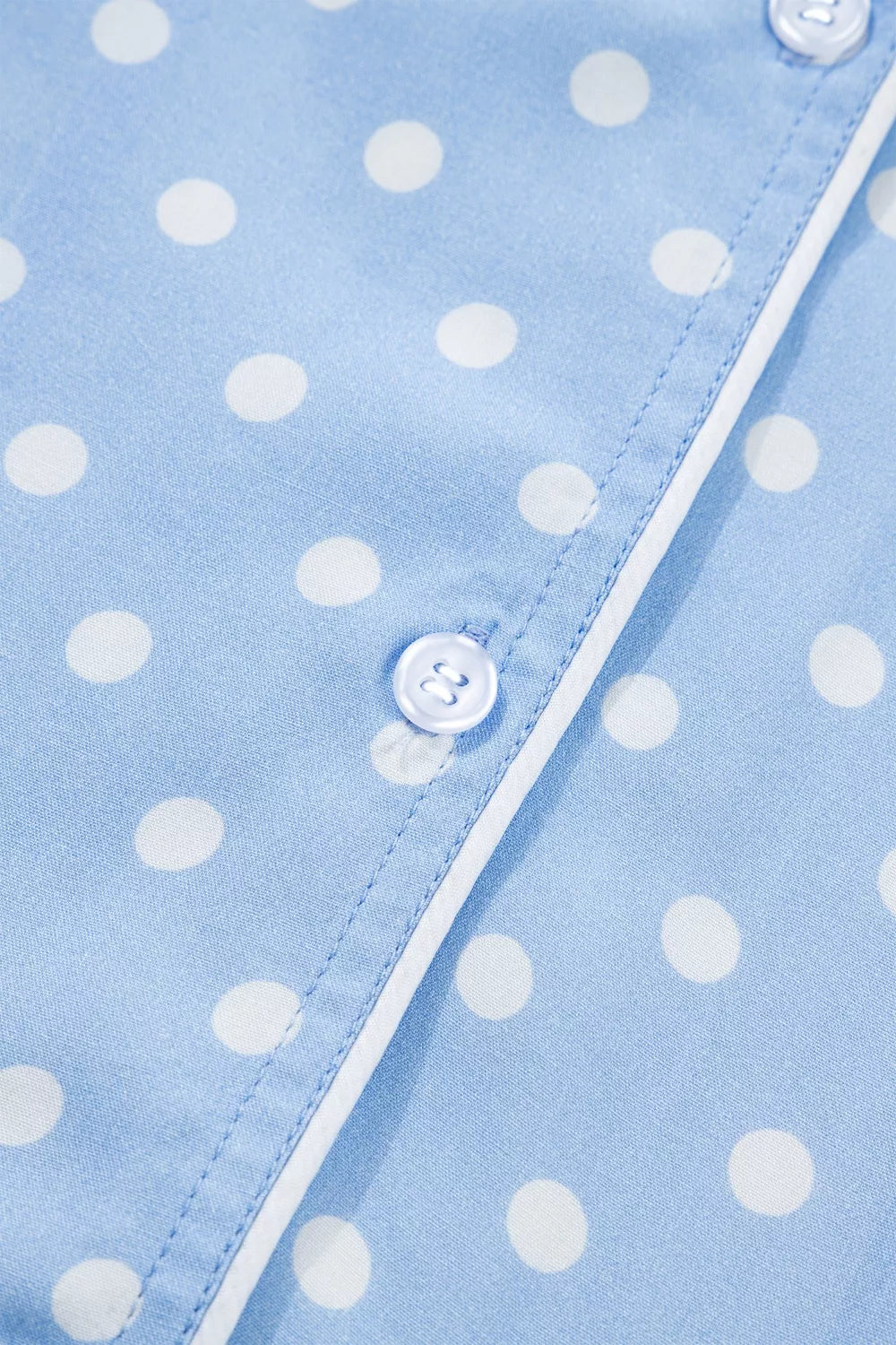 Soft dotted print pajama two piece set close up