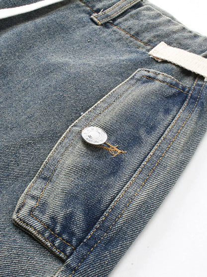 Men's Washed Loose Fit Cargo Denim Shorts - Fashorio