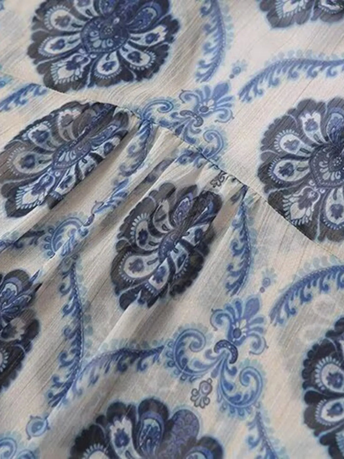 Printed Button Up Long Sleeve Dress detail