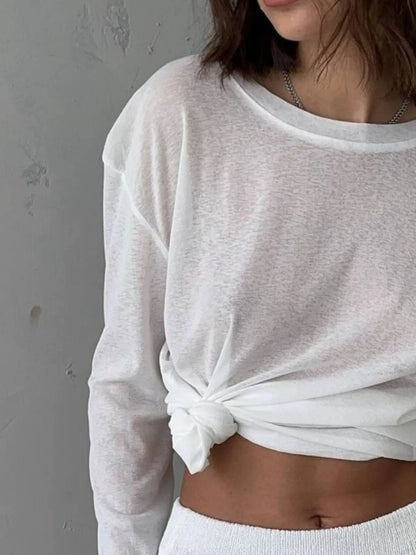 Knotted Long Sleeve T-Shirt - Fashorio