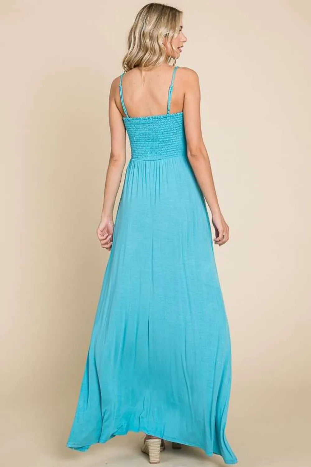 Smocked bodice and cami strap detail