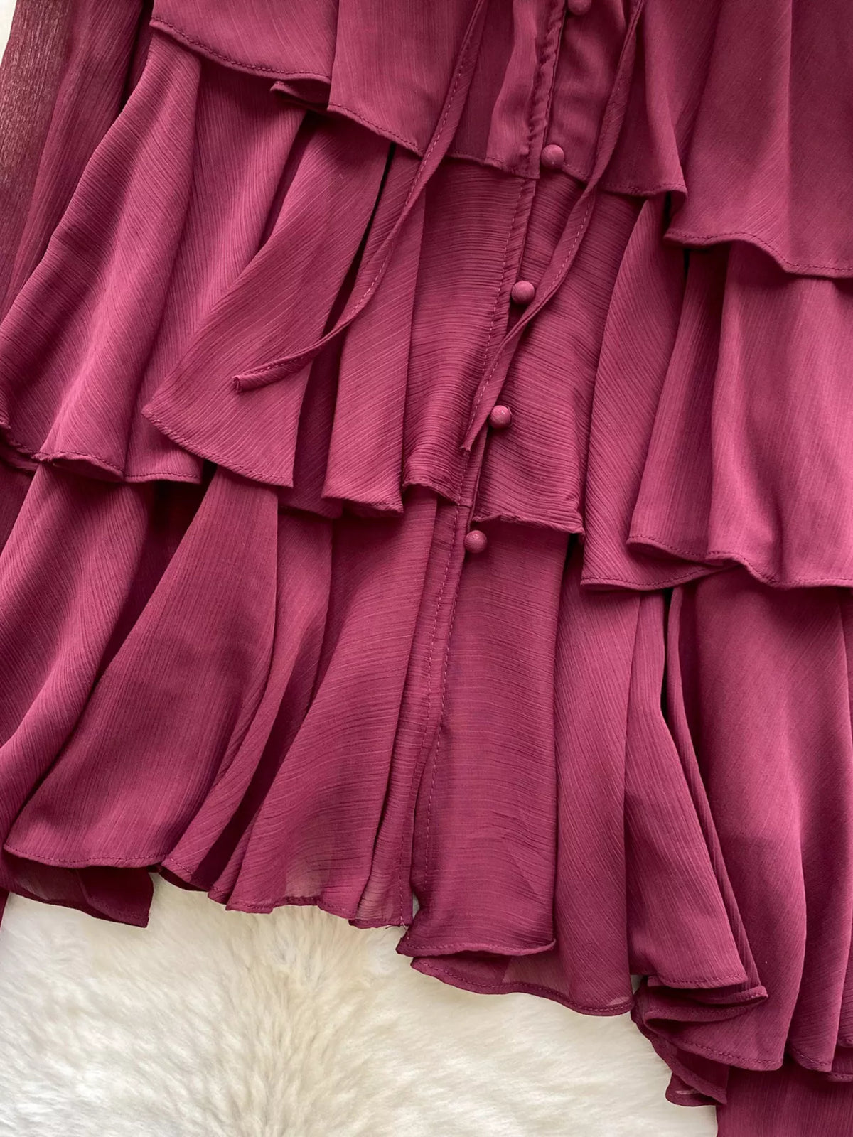 ruffle tiered chiffon blouse back view