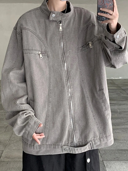 Men's Plus Size Zip Up Oversized Denim Jacket - Fashorio