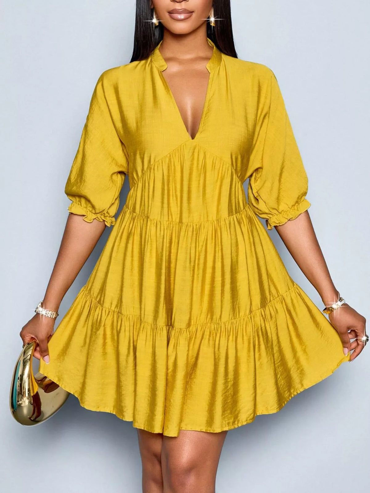 Notched neck tiered dress alternate colourway