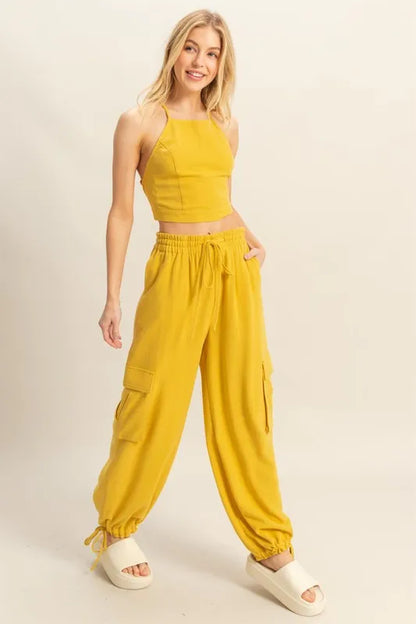 HYFVE Crop Top and Cargo Pants Set - Fashorio