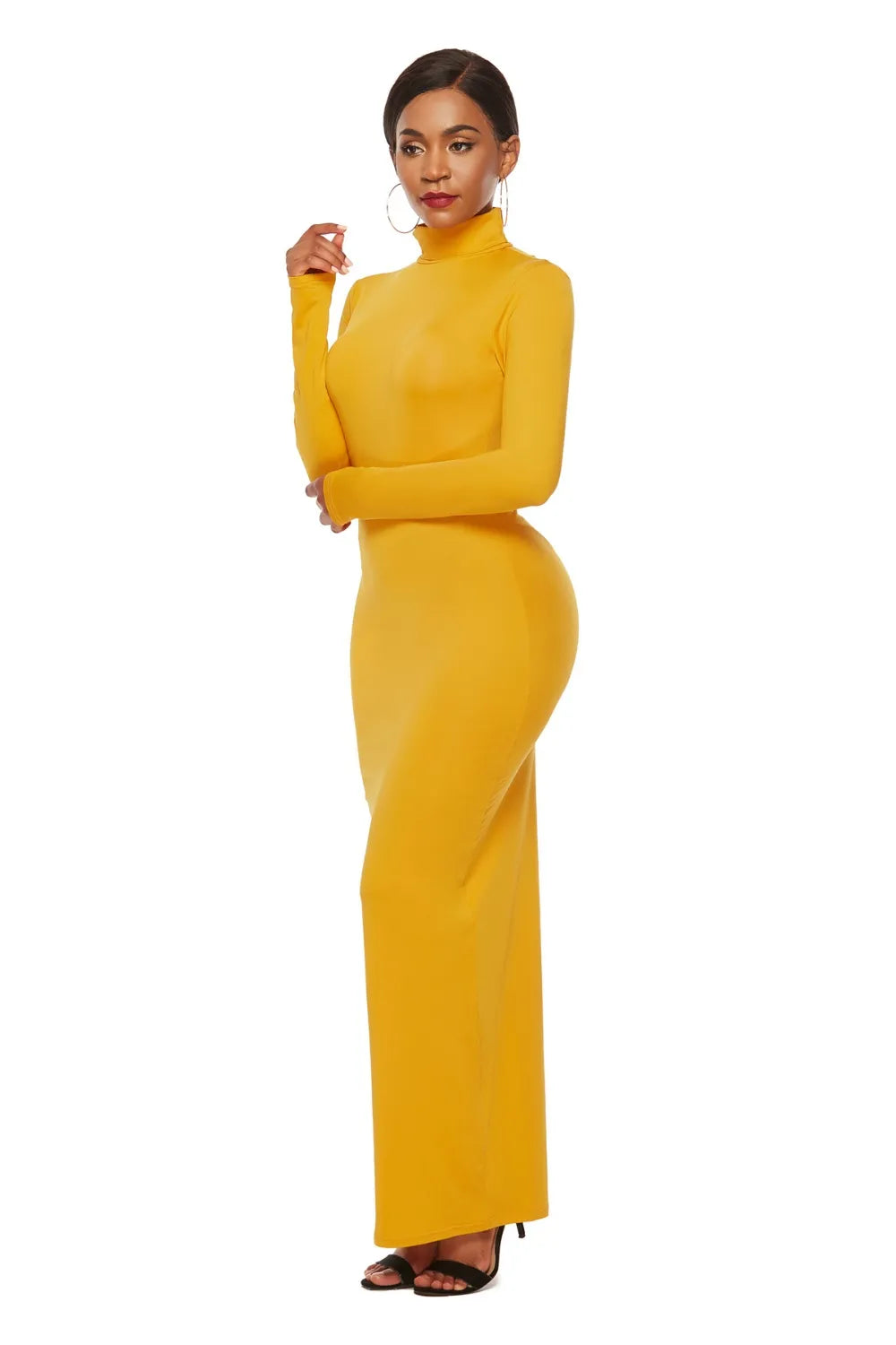 Mock neck maxi dress in royal blue
