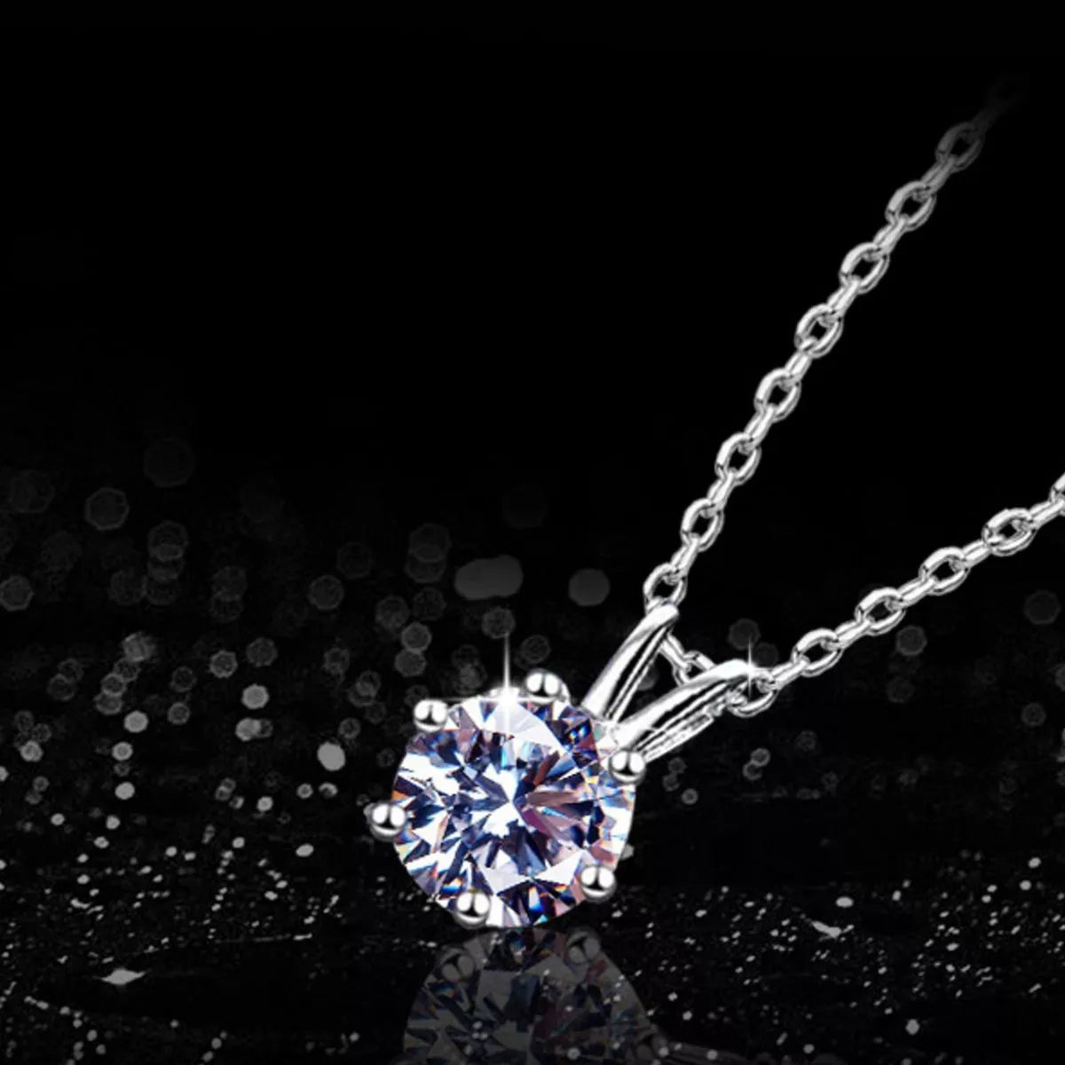 Extension chain detail on the moissanite necklace