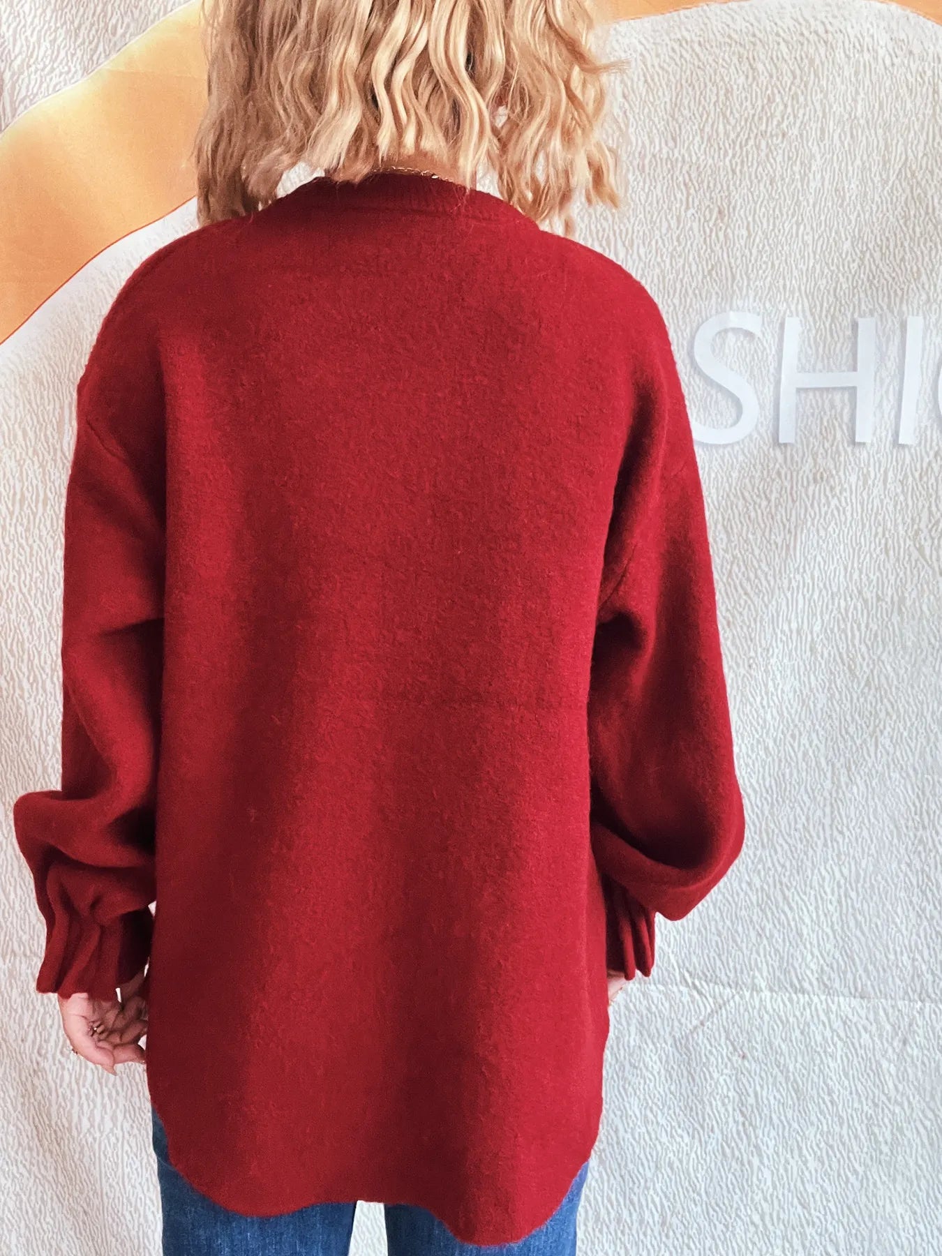 Round Neck Dropped Shoulder Sweater - Fashorio