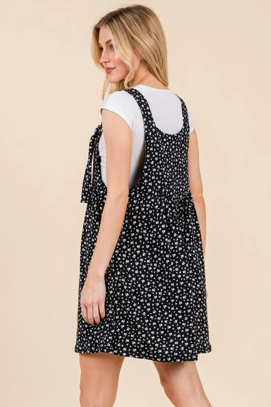 Floral Print Overalls with Pockets styled look
