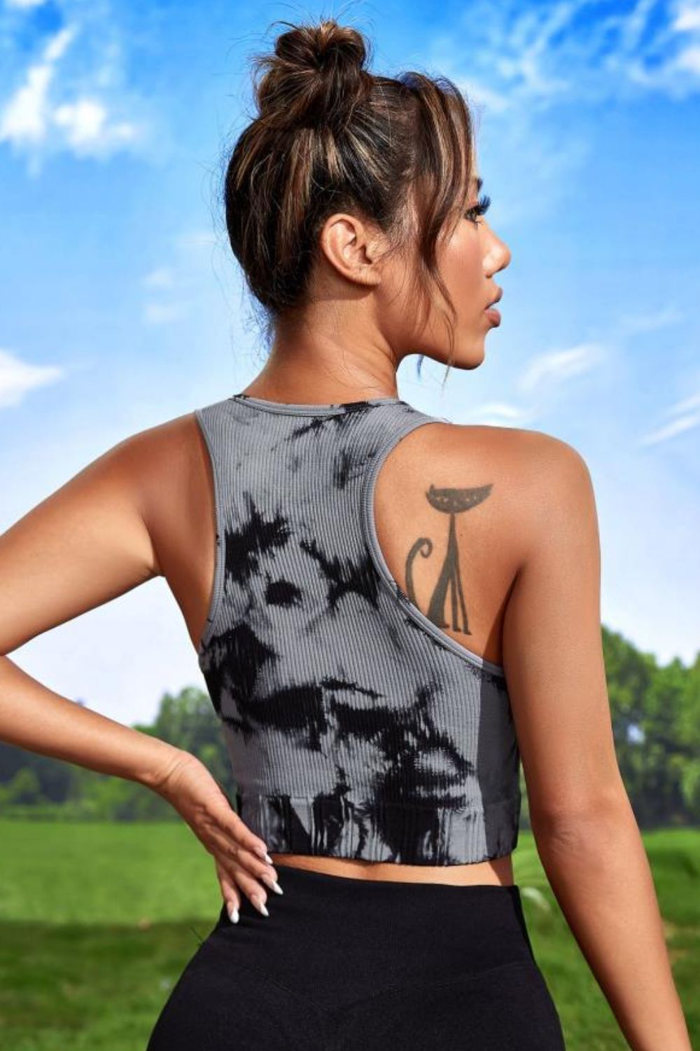 Tie-dye Cropped Round Neck Tank Top - Fashorio