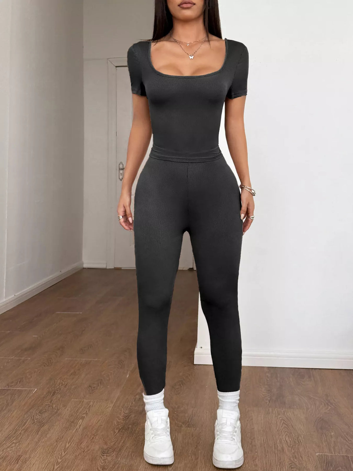 Short sleeve top and leggings matching set