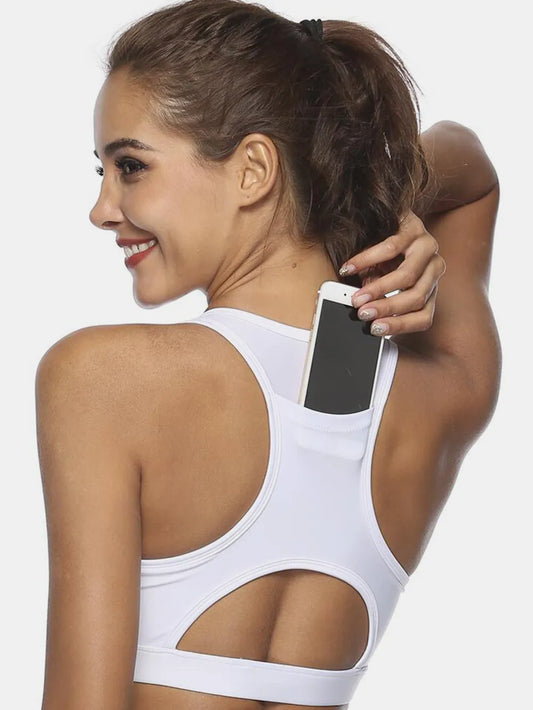 Cutout Scoop Neck Active Tank White - Fashorio