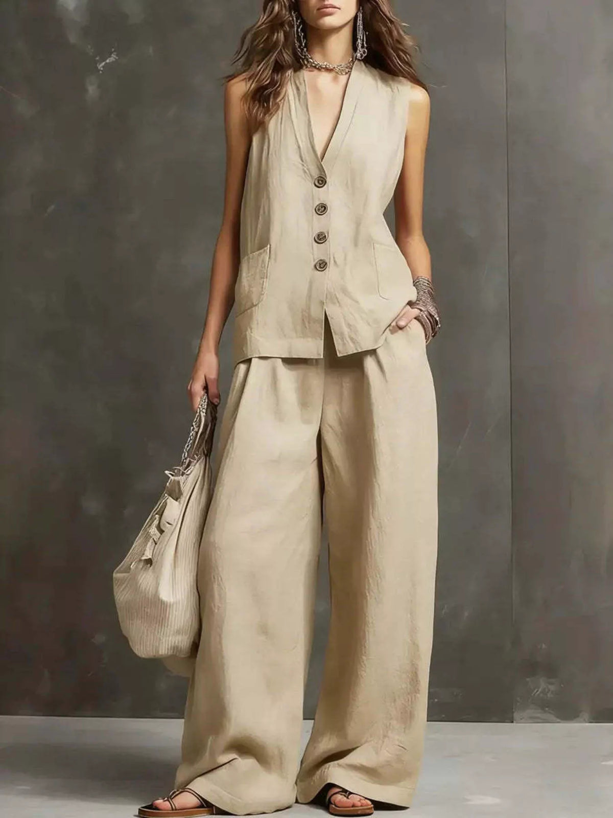 Sleeveless vest neckline and shoulder detail