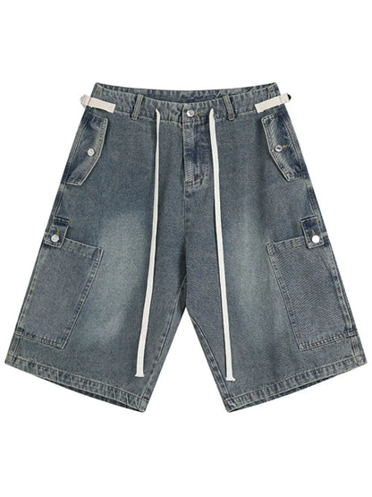 Men's Washed Loose Fit Cargo Denim Shorts - Fashorio