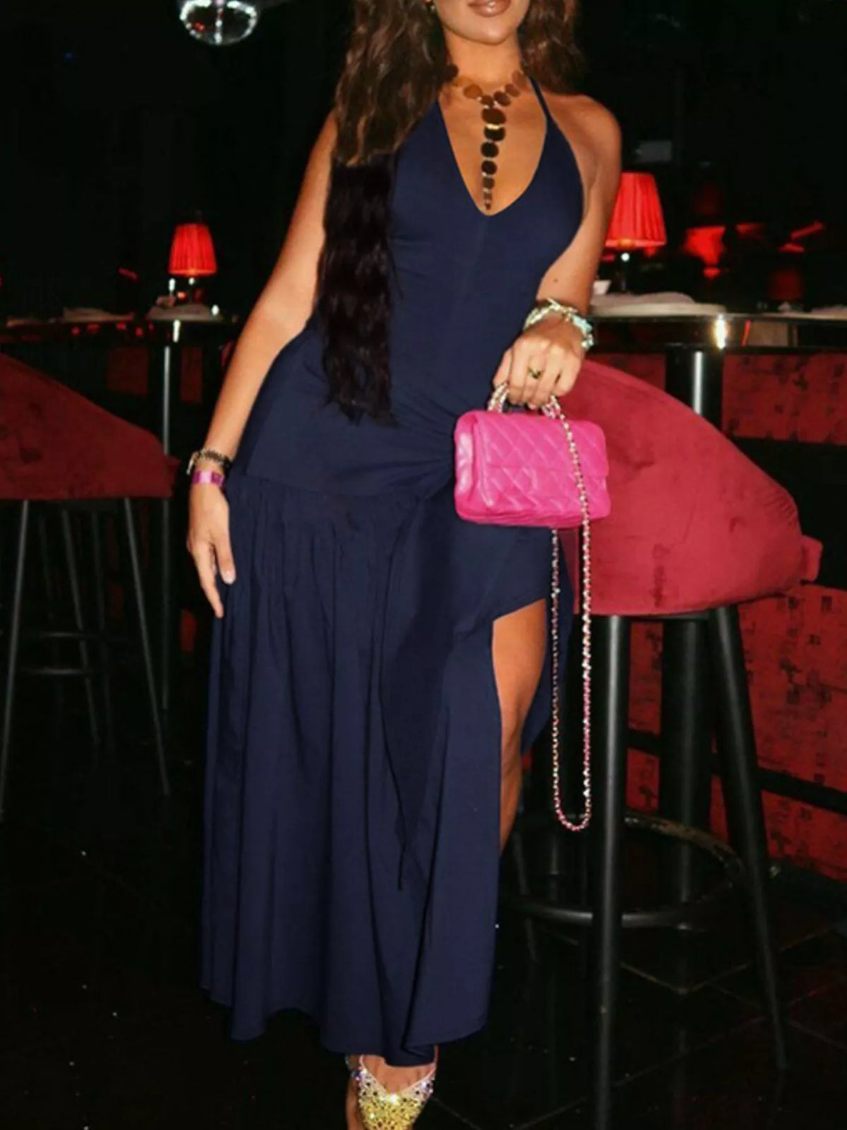Halter neck set profile styling view