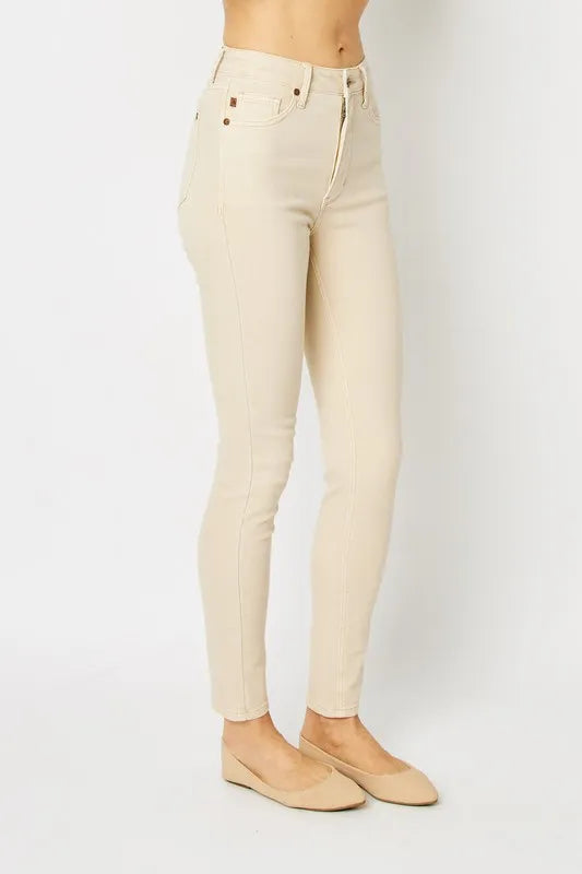 High rise tummy control skinny jeans side view
