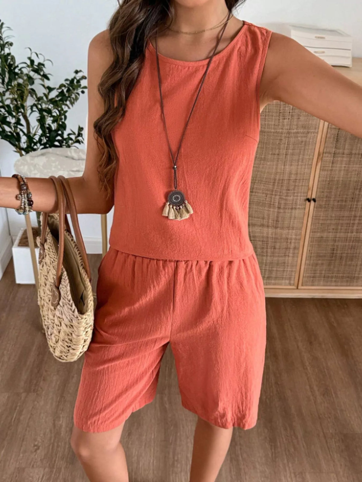 Round Neck Tank and Shorts Set, view 12