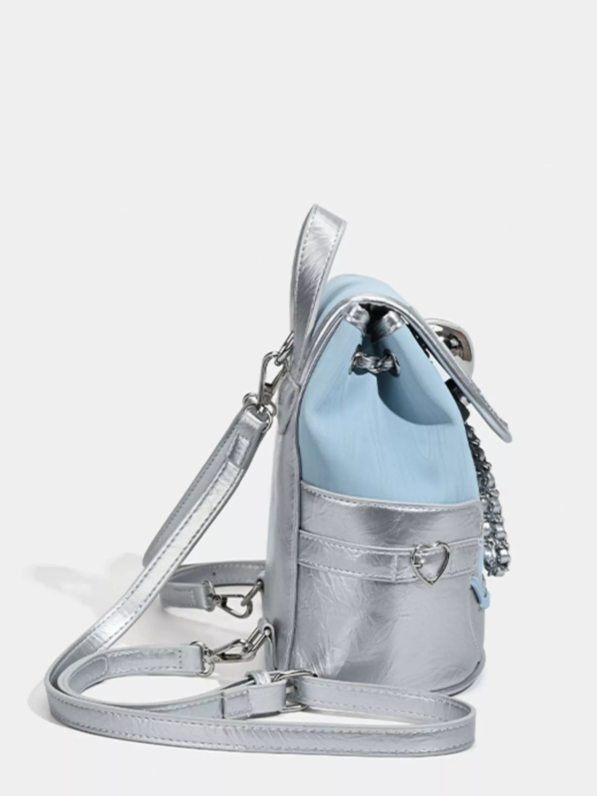 Heart flap mini backpack side profile