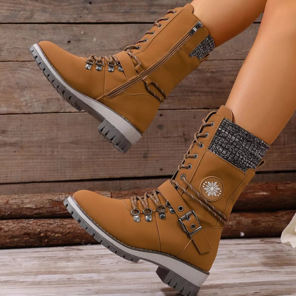 Lace up combat ankle boots sole view