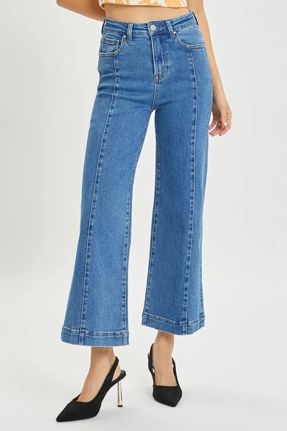 RISEN Full Size High Rise Wide Leg Jeans – Retro Flare Denim - Fashorio