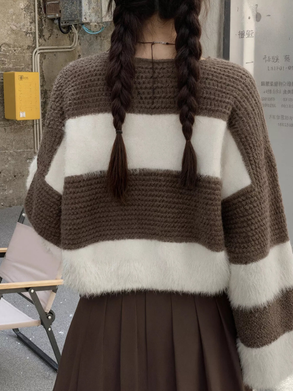 color block drop shoulder sweater side view