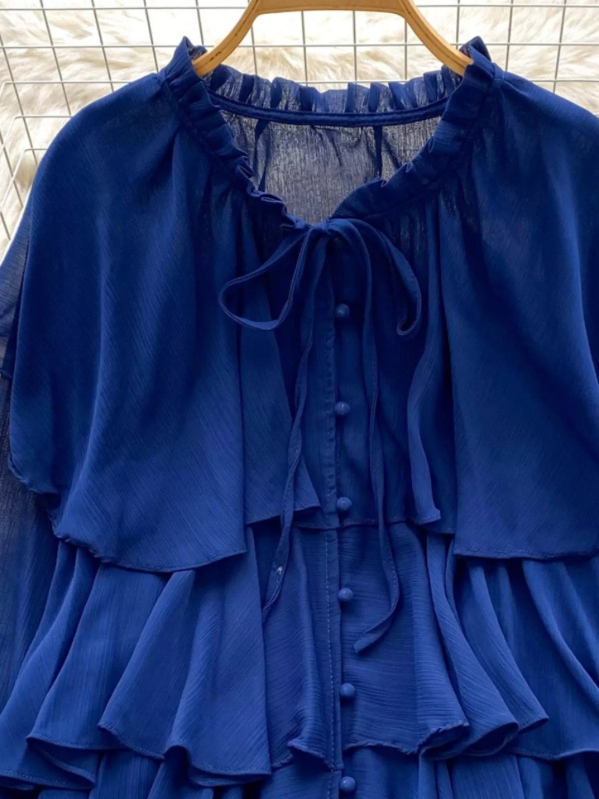 ruffle tiered chiffon blouse full length