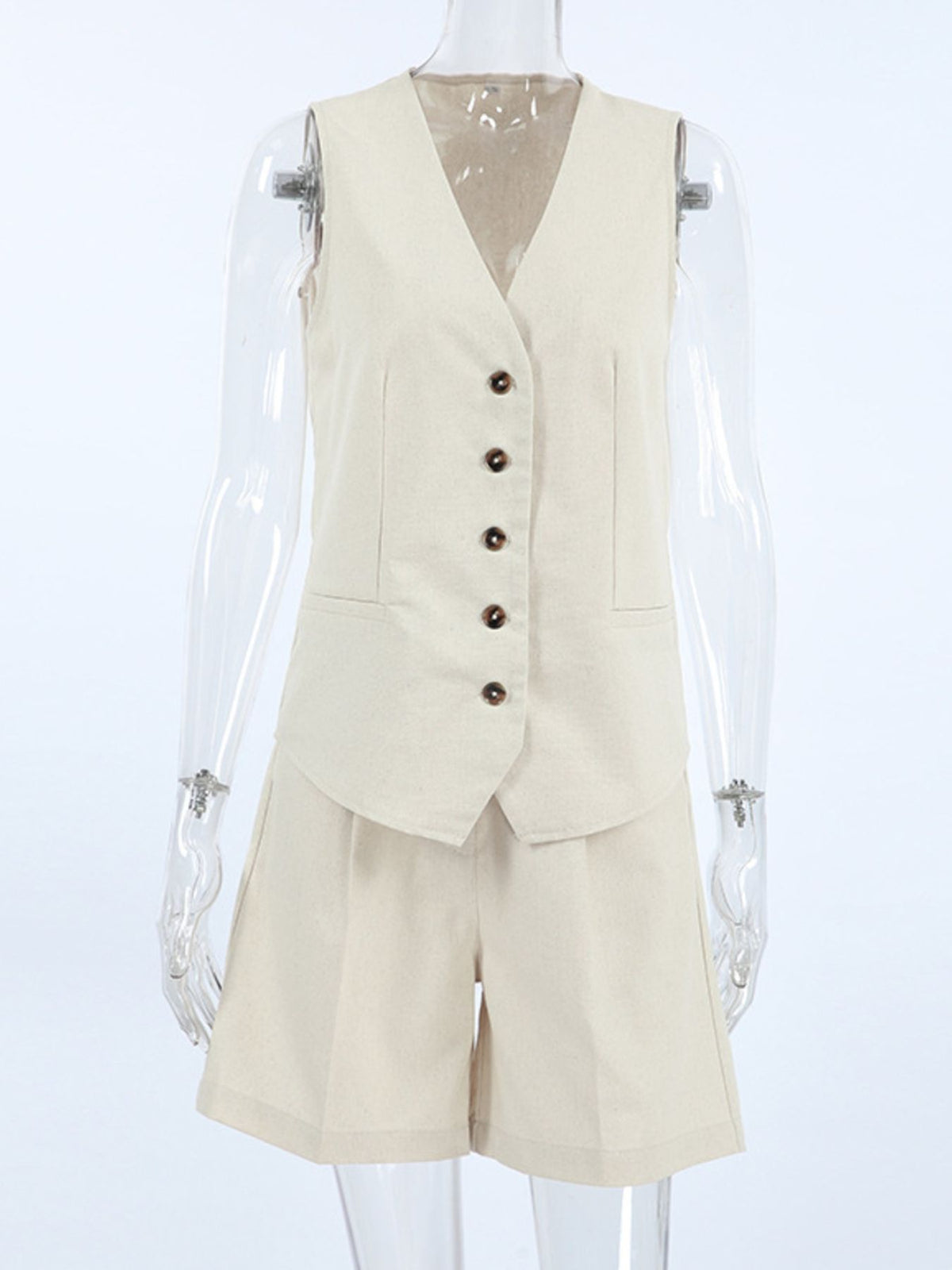 Button up vest detail close up