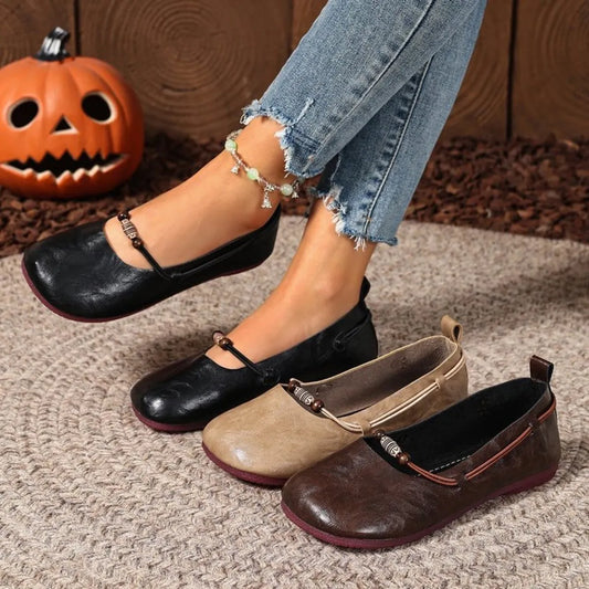 Round Toe Flats Slip-Ons - Fashorio